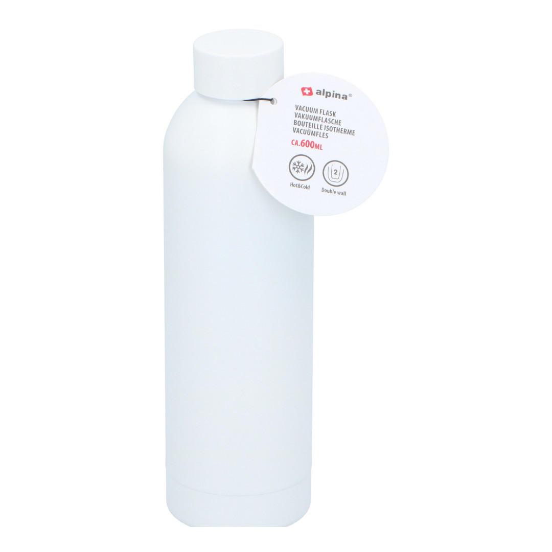 TRINKFLASCHE Weiß 600 ml Weiß auslaufsicher - Weiß, Metall (0.6L) - Alpina