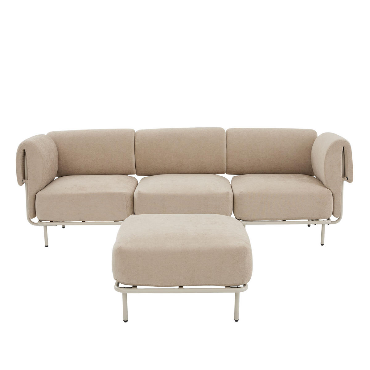 ECKSOFA 251/155/78 cm Khaki Chenille mit 1 Fußhocker - Kaschmir/Olivgrün, Textil (155/251cm) - Oxeza