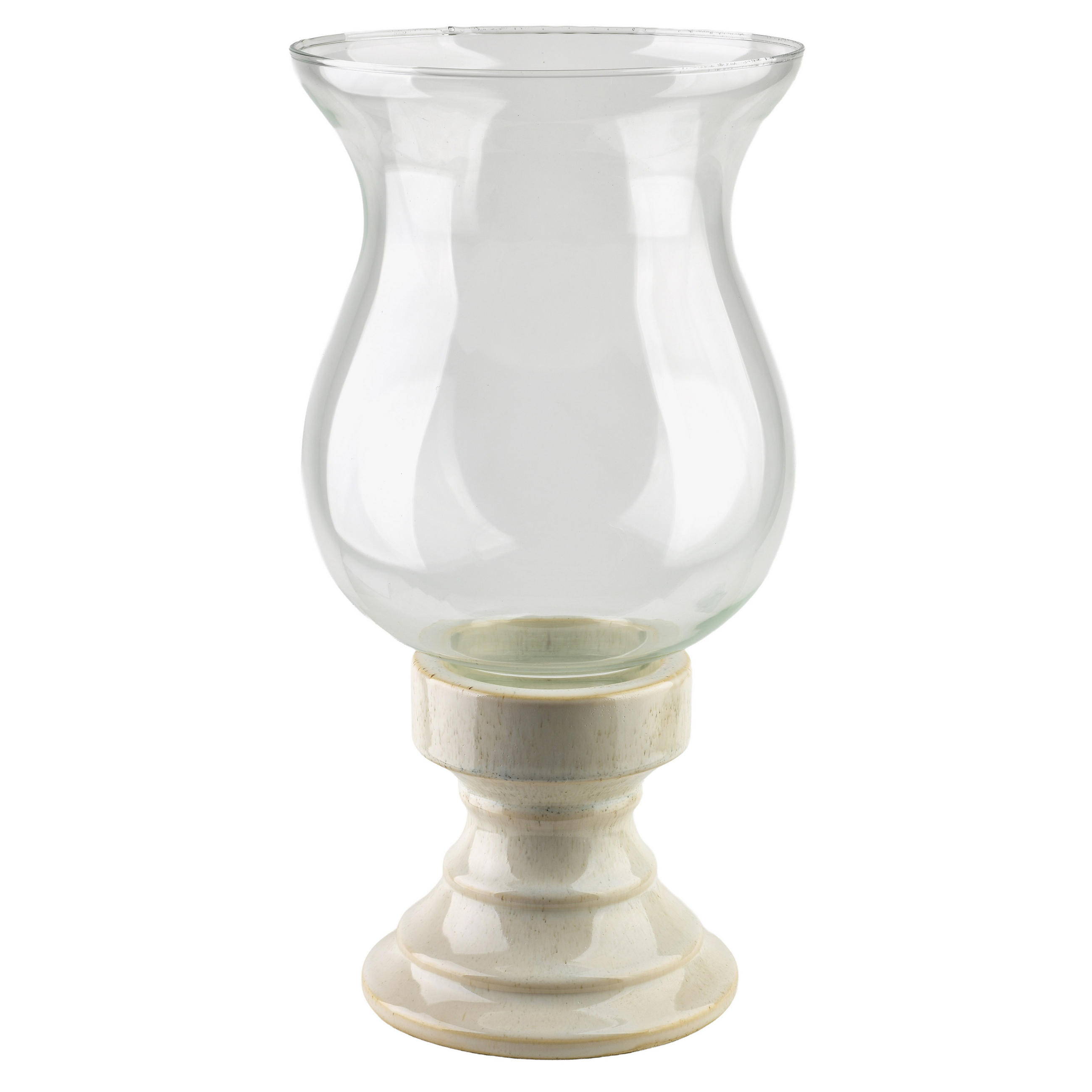 LATERNE Evam 20,5/20,5/39,5cm Keramik und Glas - Beige, Keramik (40cm) - Mondex