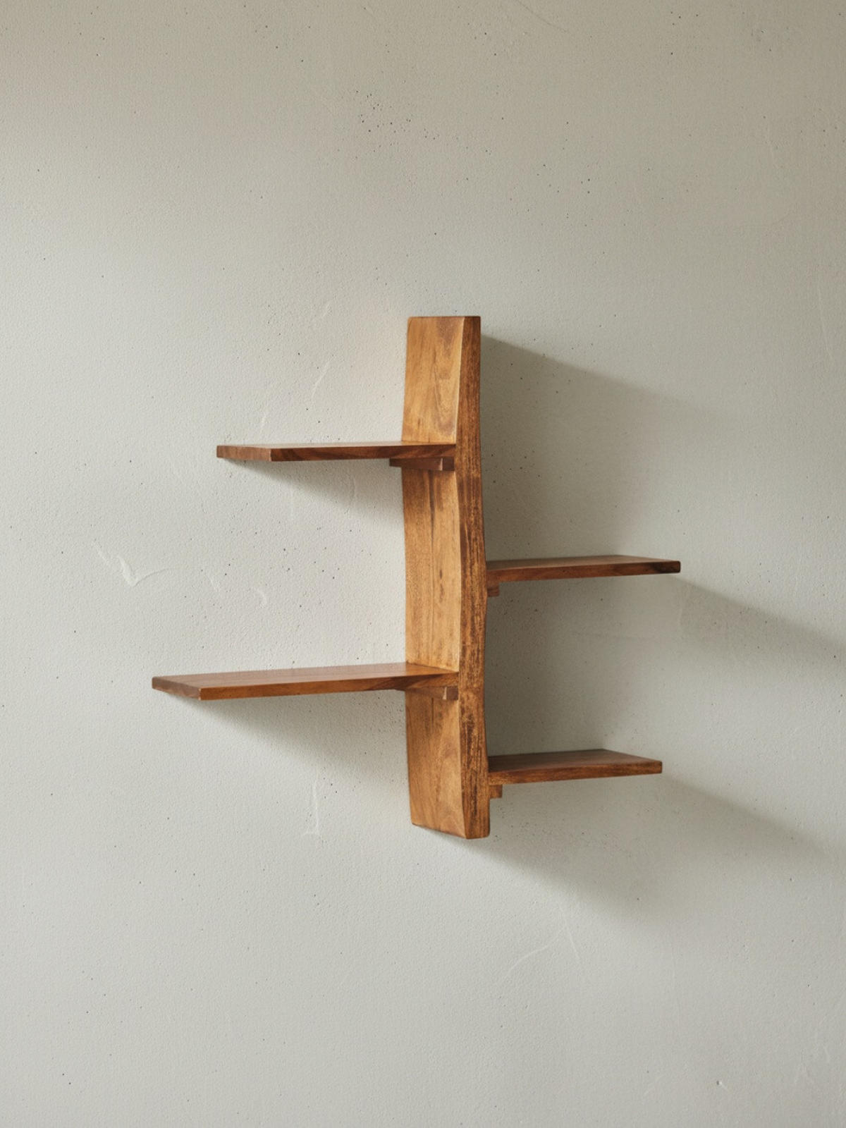 WANDREGAL Massivholz Baumform 58x60x15 cm mit 4 Ablagen - Braun, Holz (58/60/15cm) - KADIMA DESIGN