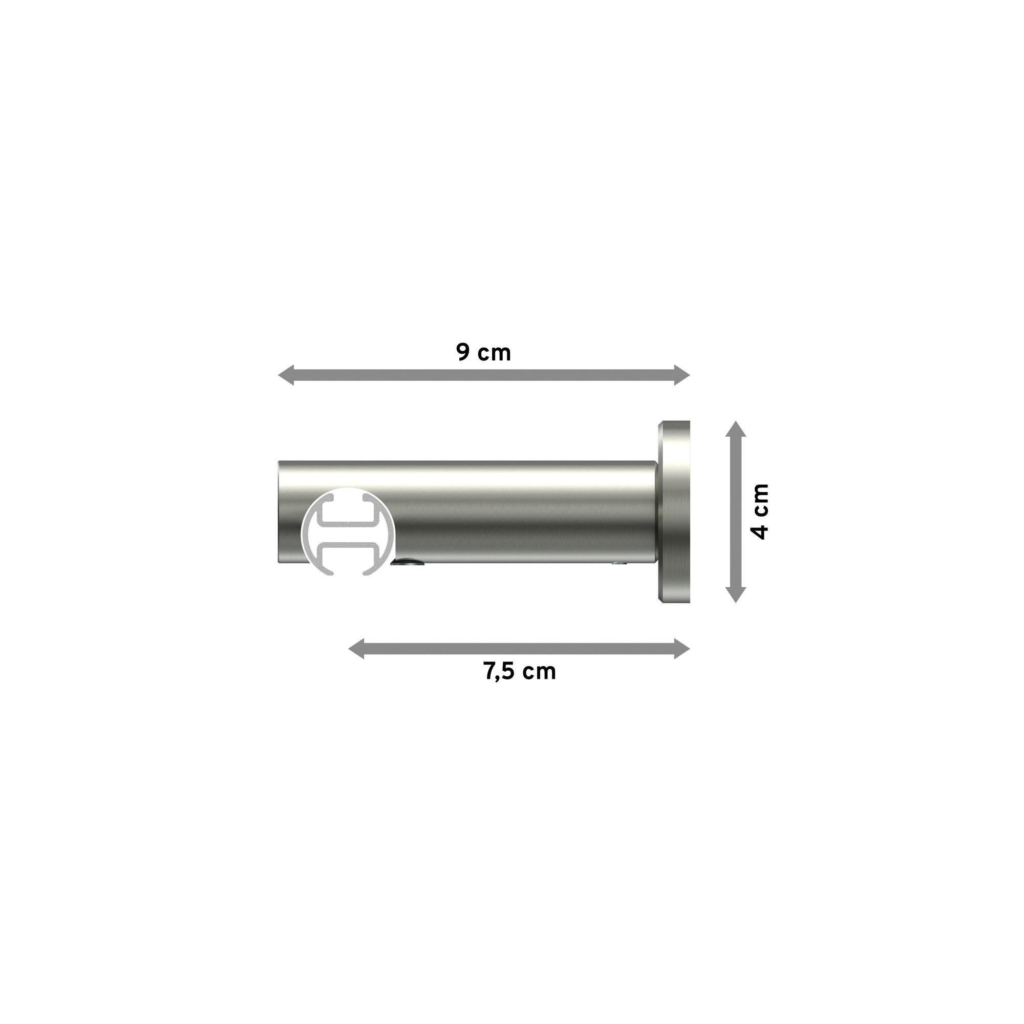 INNENLAUF-GARDINENSTANGEN-SET Platon Santo 100 cm, 1-läufig, 20 mm Ø Edelstahl-Optik - Edelstahlfarben, Metall (100cm) - INTERDECO