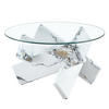 COUCHTISCH, MDF & 0,8 cm gehärtetes Glas, weißes Marmor-Design, kreuzförmige Stütze, 79/79/45 cm,weiß - Weiß, Holzwerkstoff (79/79/45cm) - Redom