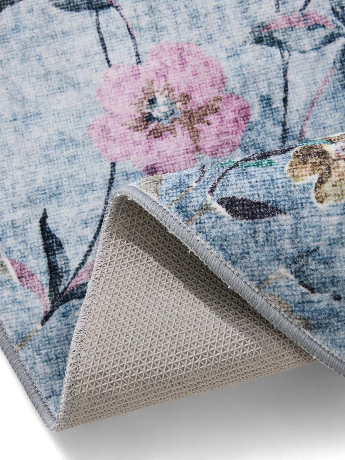 TEPPICH Milly waschbar Multicolor/Blau ø 160 cm rund - Blau/Multicolor, Kunststoff/Textil (160/160cm) - benuta