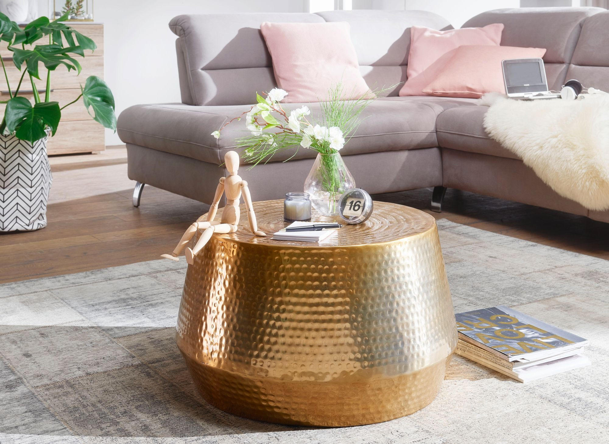 Thumbnail - Kadima Design Couchtisch, Gold, Metall, Rund,Rund, 60x36x60 cm, Wohnzimmer, Wohnzimmertische, Couchtische