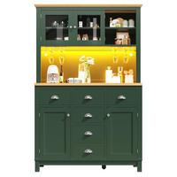 HIGHBOARD in Grün Küchenschrank mit LED-Lichtleiste und Schubladen für Küche und Wohnzimmer, B104/T40/H180 cm - Grün, Glas/Holzwerkstoff (104/180/40cm) - STILVORA