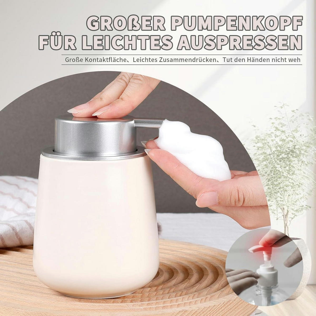 SCHAUMSEIFENSPENDER Beige-Silber 350 ml - Beige, Keramik (9/12/9cm)