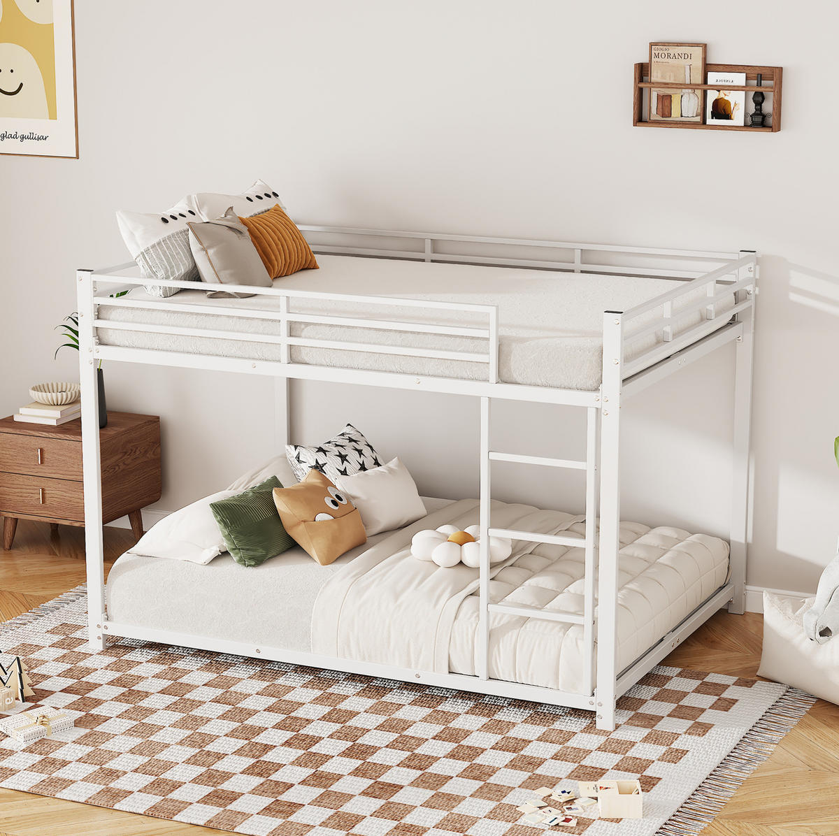 ETAGENBETT 140/200 cm aus Metall in Weiß – platzsparend und kindersicher - Weiß, Metall (140/200cm) - Flora Grace