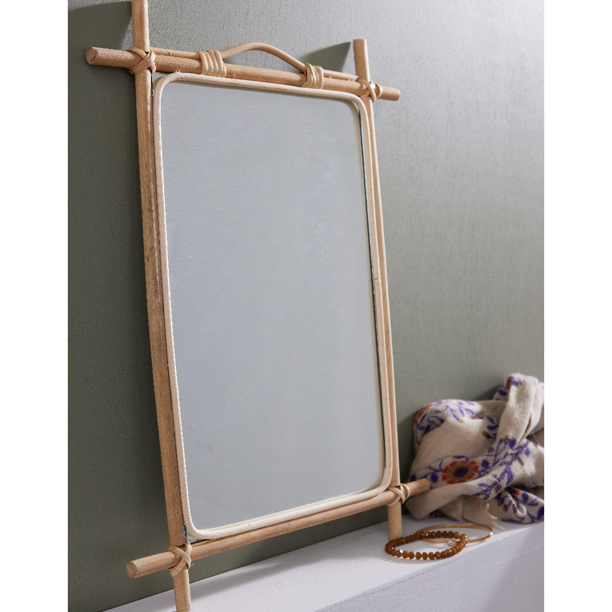 BOHO-SPIEGEL Matisse 39/28 cm - Beige, Naturmaterialien (28/39/2cm)