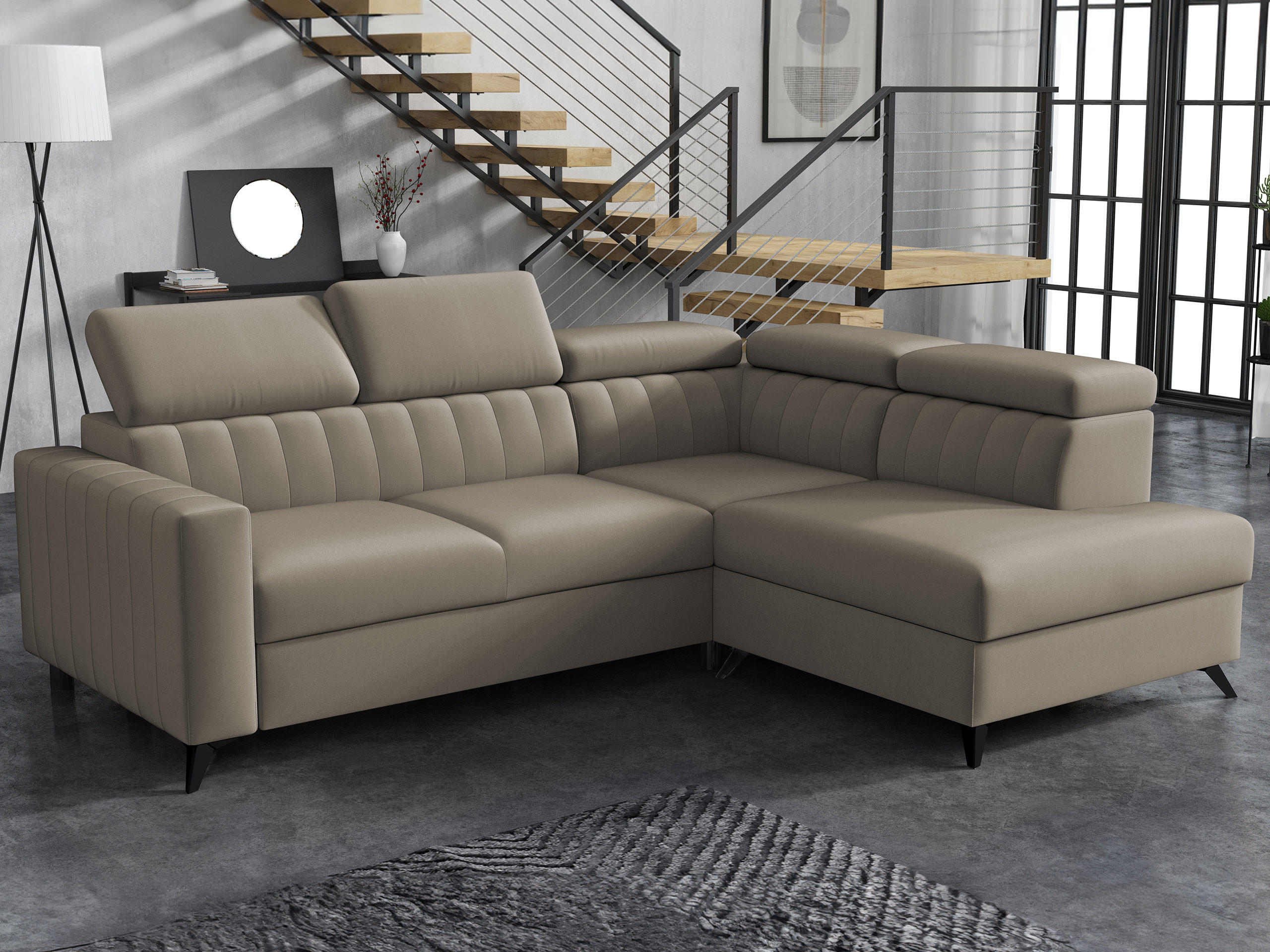 ECKSOFA Milano 2RRLXP, Seite: Rechts 2R+R+LXP - Beige, Holz/Textil (249/195cm) - MIRJAN24