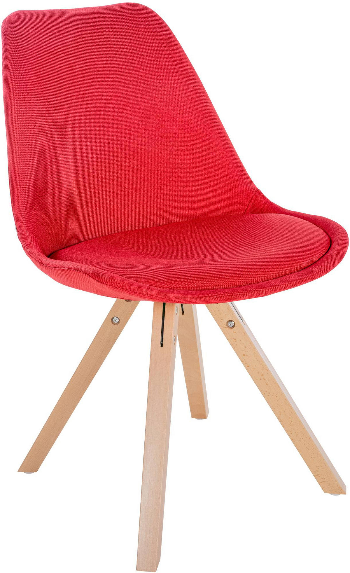 STUHL 4er Set Stoff rot - Rot/Naturfarben, Holz/Textil (48/81/54cm) - CLP