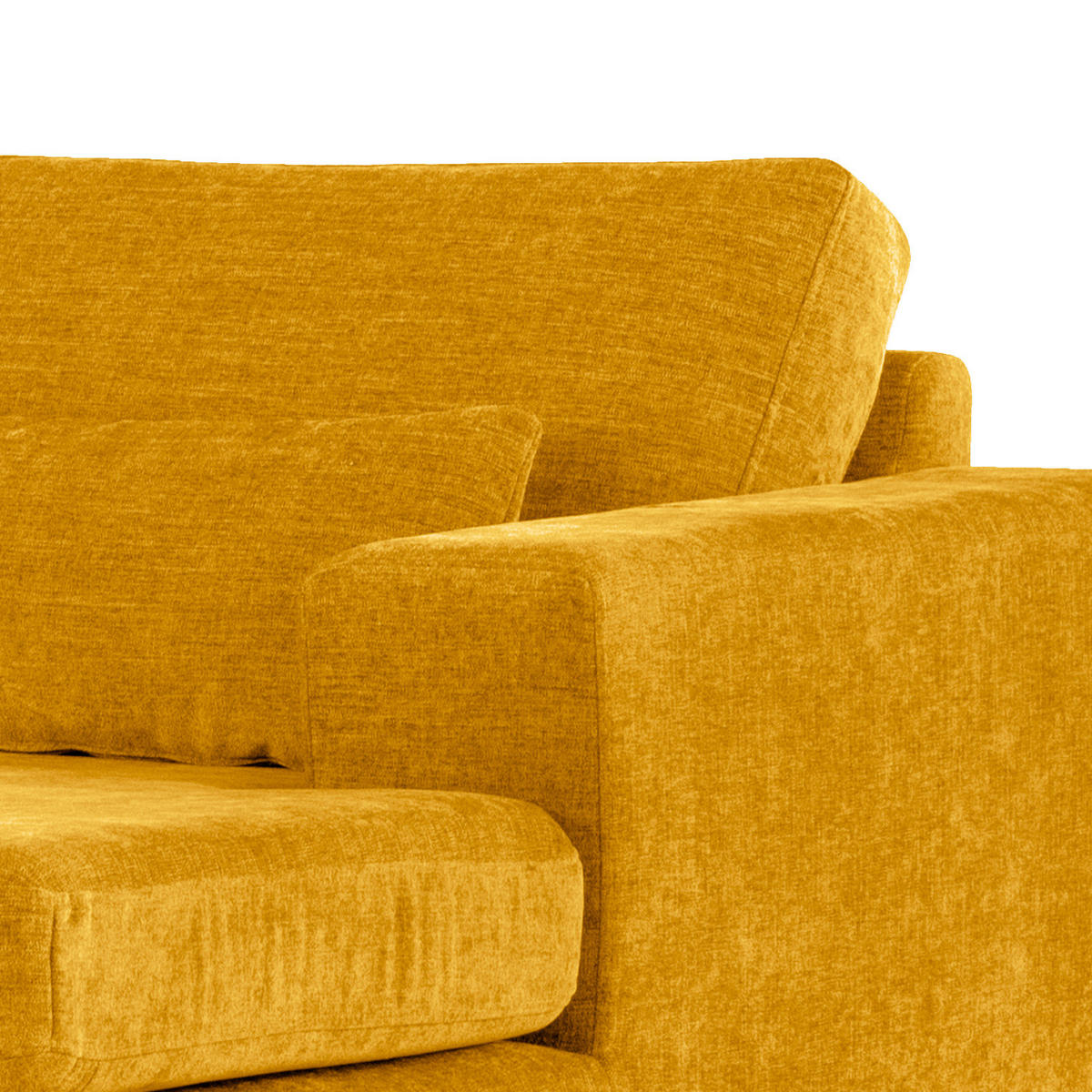 WOHNLANDSCHAFT mit Longchair - Eichefarben/Gelb, Eichenholz/Textil (371/81/219cm) - home24