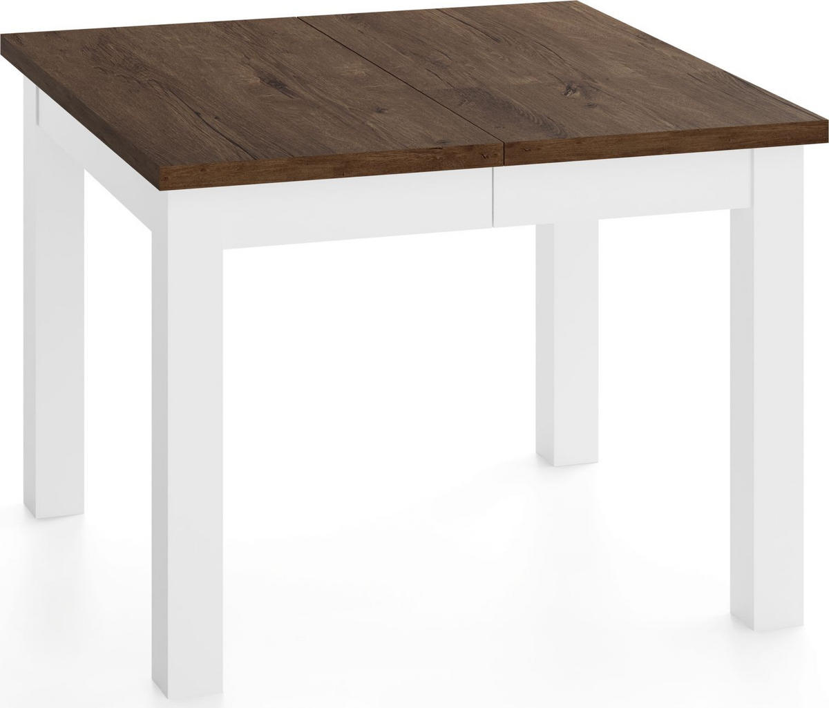 ESSTISCH Toren Weiß ausziehbar verlängerbar quadratisch, Eiche Braun Rustikal 100-200/100/76.5 cm - Alteiche/Weiß, Holz/Holzwerkstoff (100/100/77cm) - WFL GROUP