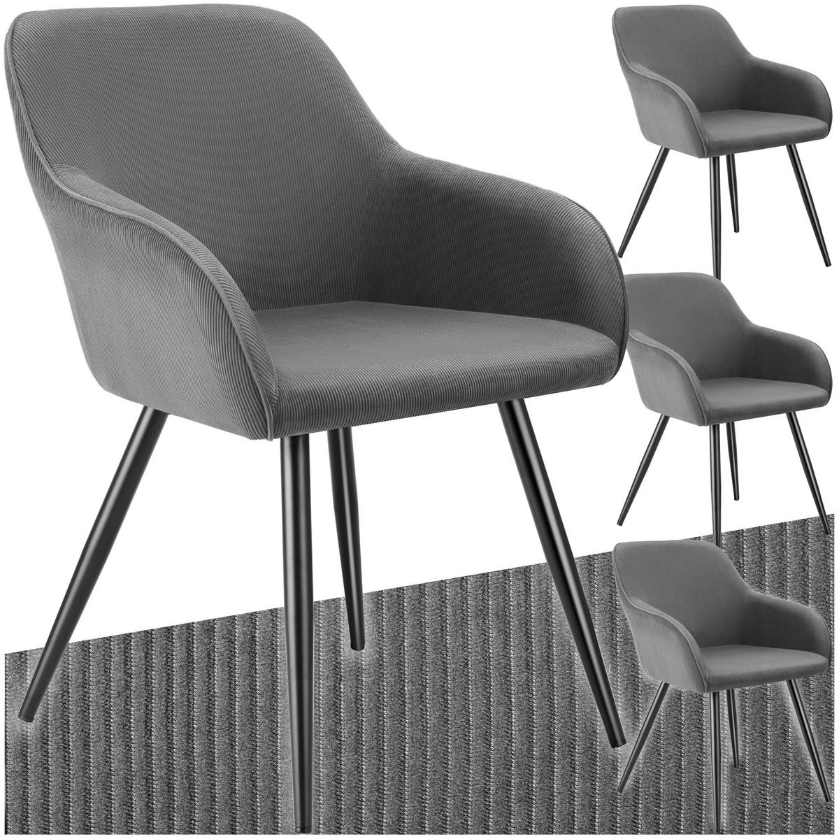 ESSZIMMERSTUHL 4er Set Marilyn 58 x 62 x 82 cm grau/schwarz - Schwarz/Grau, Kunststoff (62/82/58cm) - tectake