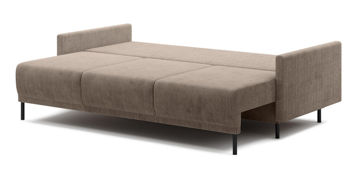 SCHLAFSOFA Hamiel Beige Cordbezug 212 cm - Beige/Schwarz, Holz/Textil (212/87/97cm) - Selsey