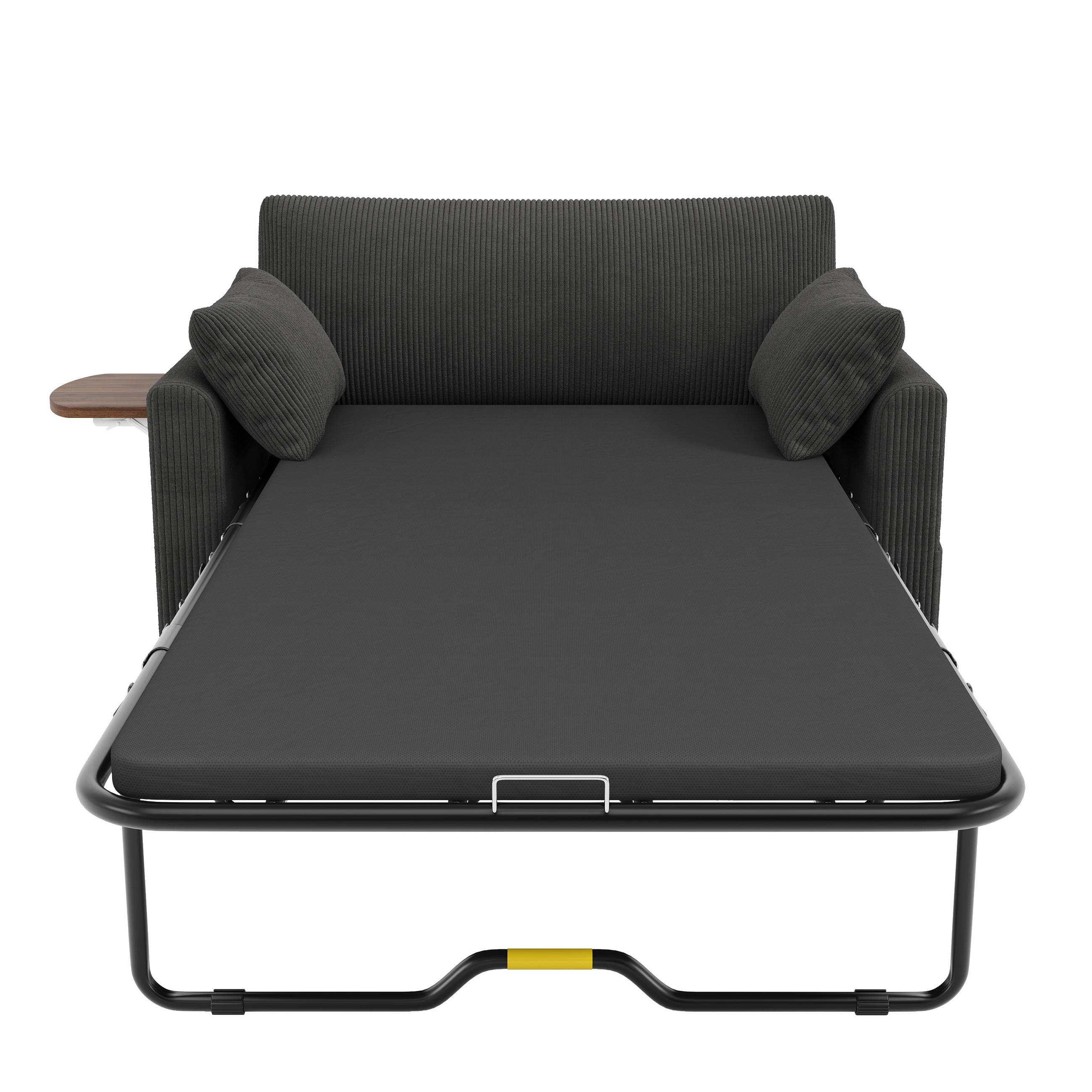 SCHLAFSOFA 2-Sitzer ausziehbar mit USB und Seitentisch, Grau - Grau, Textil (134/84/82cm)
