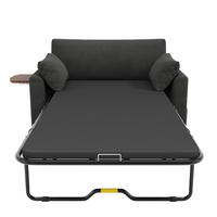 SCHLAFSOFA 2-Sitzer ausziehbar mit USB und Seitentisch, Grau - Grau, Textil (134/84/82cm)