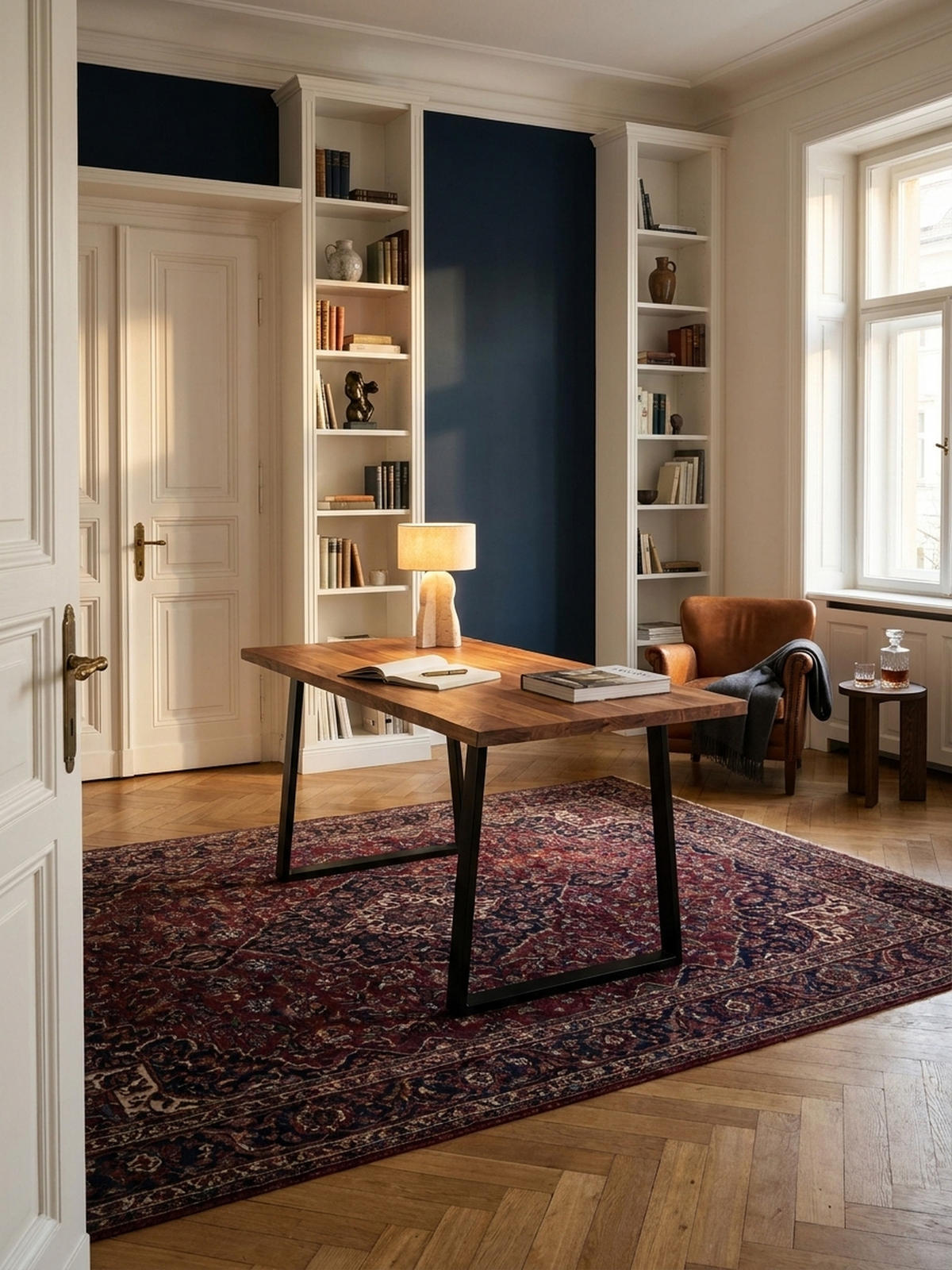 SCHREIBTISCH Massivholz Baumkante Handgefertigt Akazie TARN, Goldbraun-Schwarz 180x90x76 cm - Schwarz/Braun, Holz/Metall (90/180/76cm) - KADIMA DESIGN