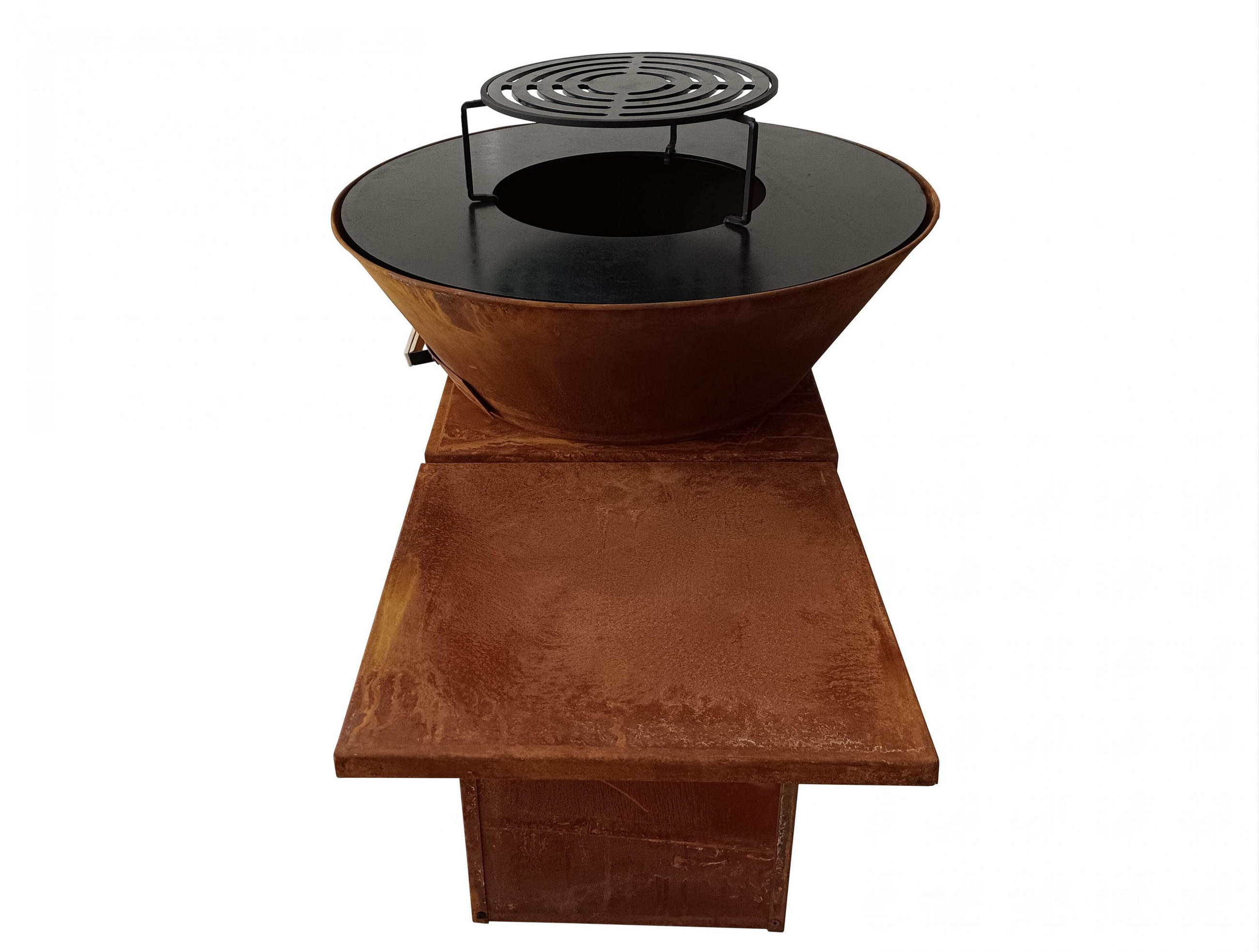 HOLZKOHLEGRILL Feuerschale Braun inkl. Schutzhülle - Braun, Metall (122/91/60cm) - Purline