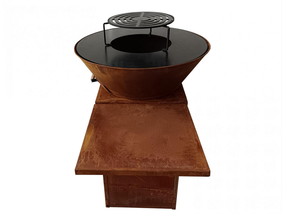 HOLZKOHLEGRILL Feuerschale Braun inkl. Schutzhülle - Braun, Metall (122/91/60cm) - Purline