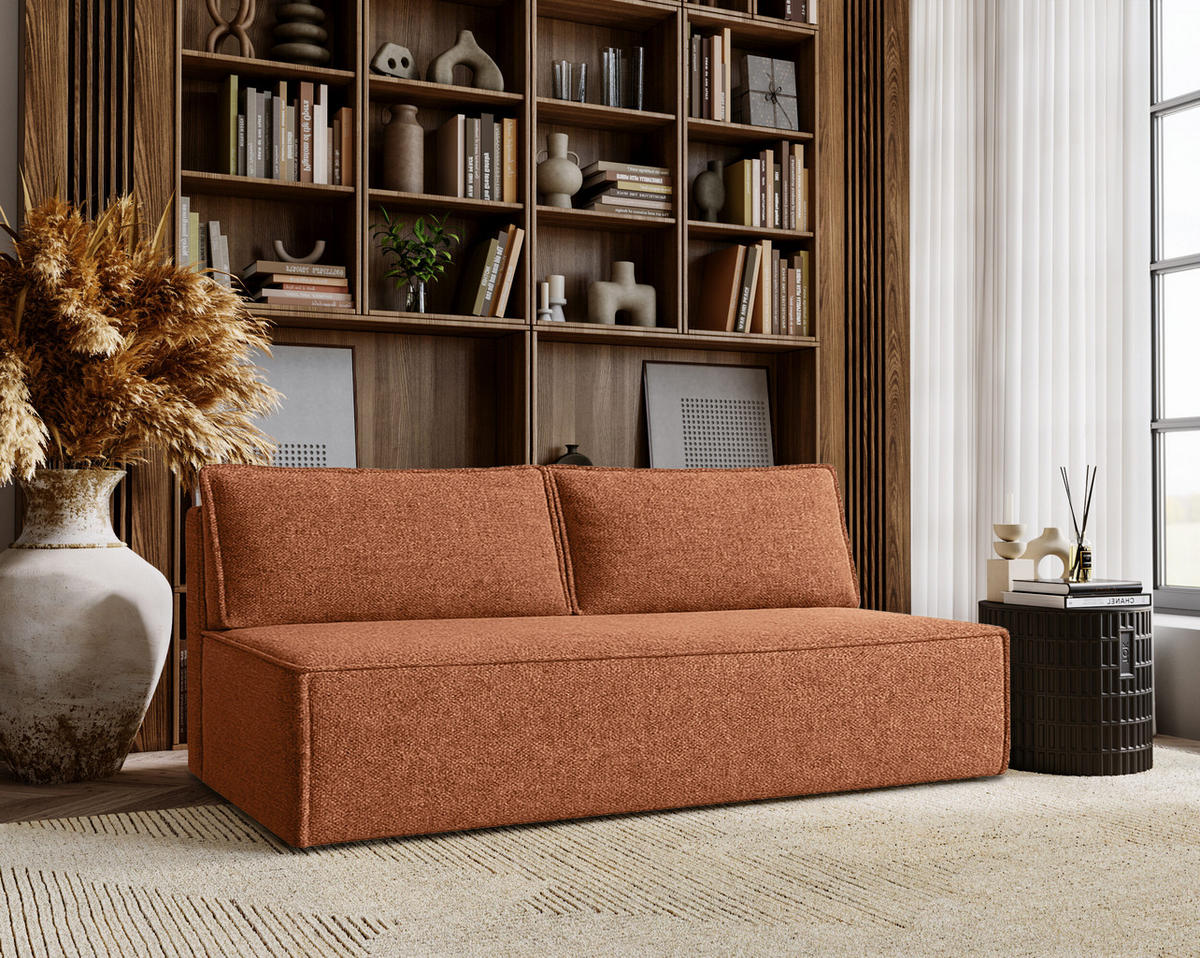 SCHLAFSOFA Mit Bettkasten DUO Stoff Verita Kupfer - Kupferfarben, Holz/Kunststoff (198/89/90cm) - Kaiser Möbel