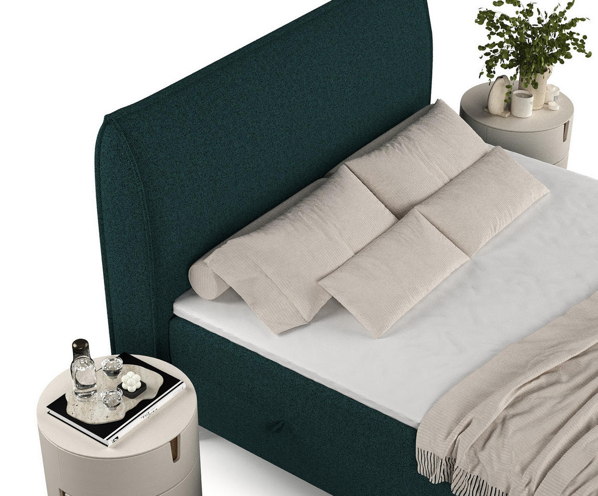 BOXBETT Melba Grün 180/200 cm mit Bonellmatratze - Schwarz/Grün, Holz/Holzwerkstoff (180/200cm) - Maison de Reve