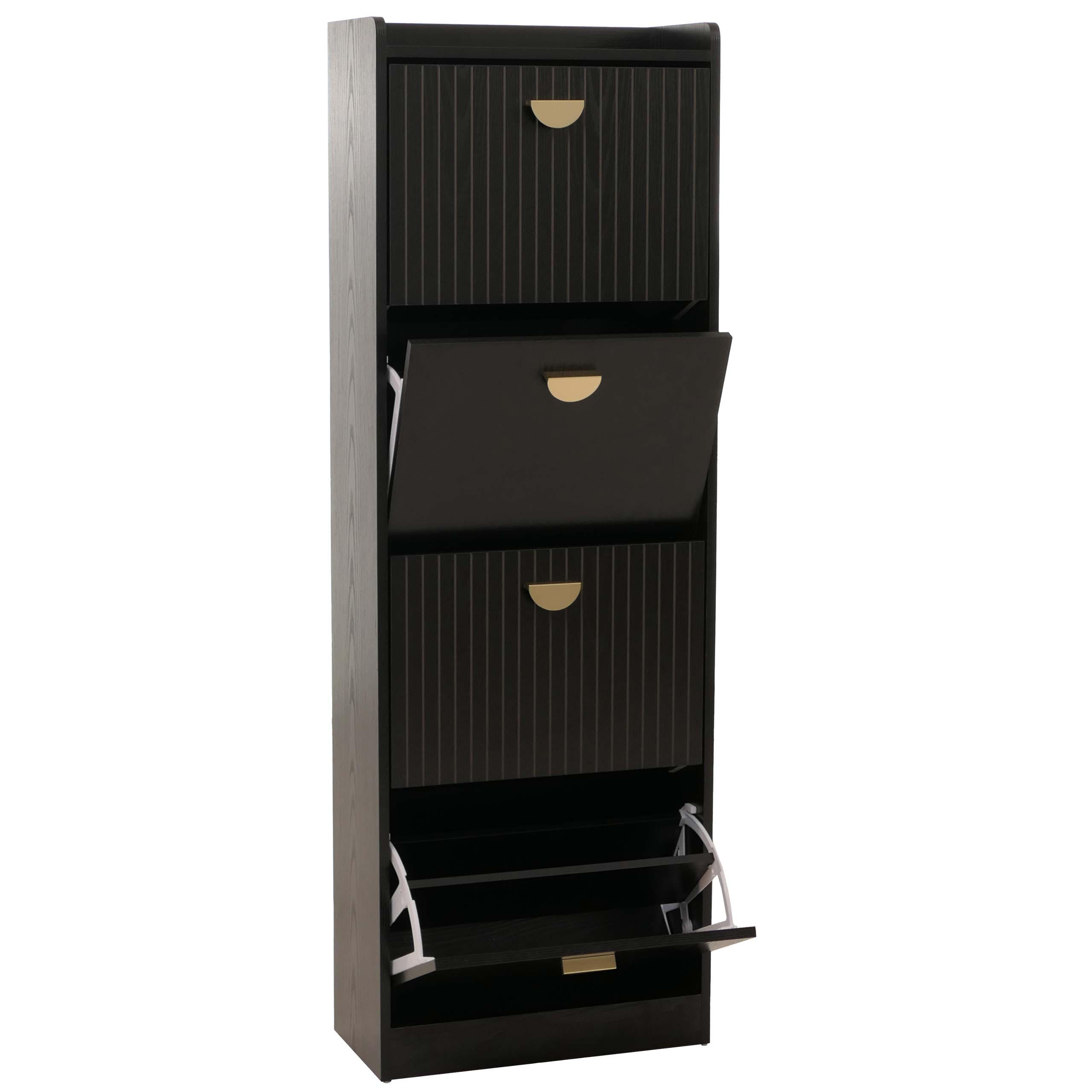 SCHUHSCHRANK Schwarz - Schwarz, Holzwerkstoff (50/148/24cm) - MCW