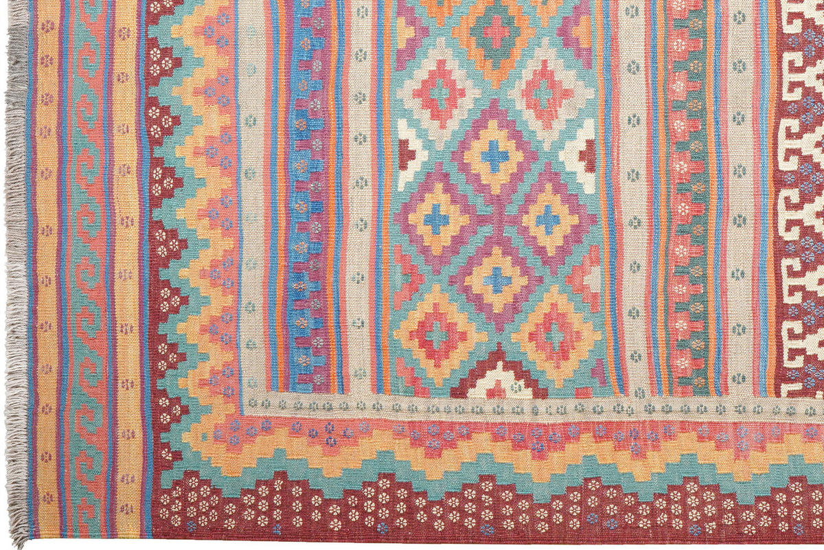 HANDWEBTEPPICH Sumak Sirdjan Kelim Bunt 238/159 cm Schurwolle - Multicolor, Textil (159/238cm) - Looma