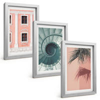 BILDER SET 3er Set - 20x30 cm Silberner Rahmen - Pastellfarbene Spiralarchitektur - Silberfarben, Kunststoff (20/30cm) - TULUP