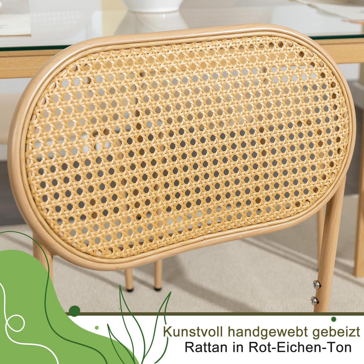ESSZIMMERSTÜHLE 2er-Set Rattan Mit Metallbeinen Holzfarbe - Braun, Holz (46.5/80.5/40cm)