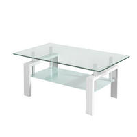 COUCHTISCH DE-37396 rechteckig mit zweistufigem Glas Weiß - Weiß, Metall (100/60/44cm) - ComfortXL