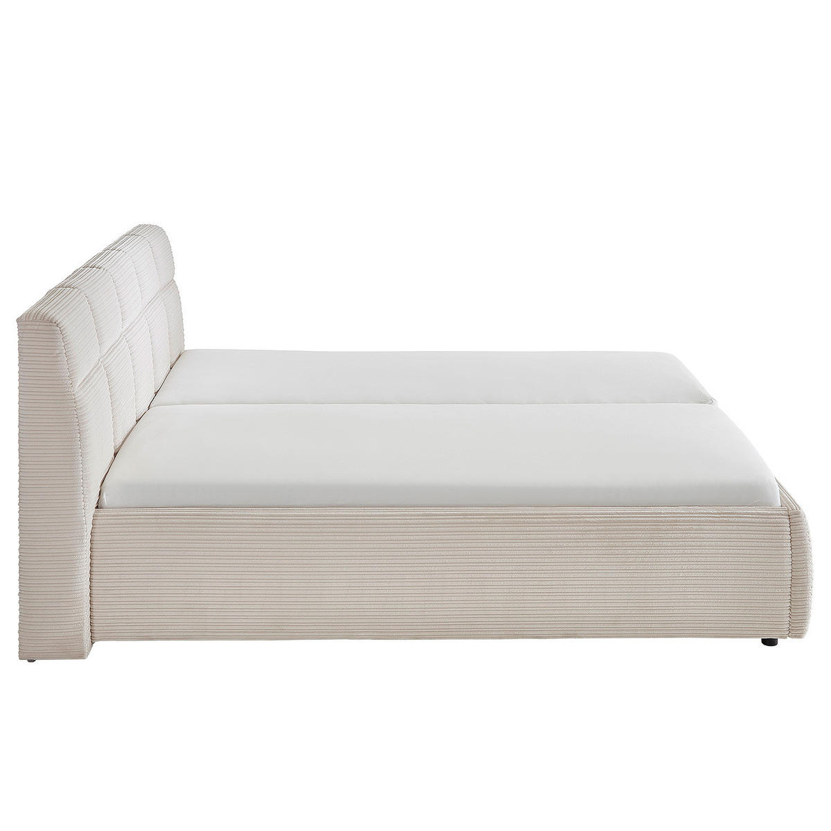 POLSTERBETT - Cord - Cremeweiß - Creme, Textil - home24
