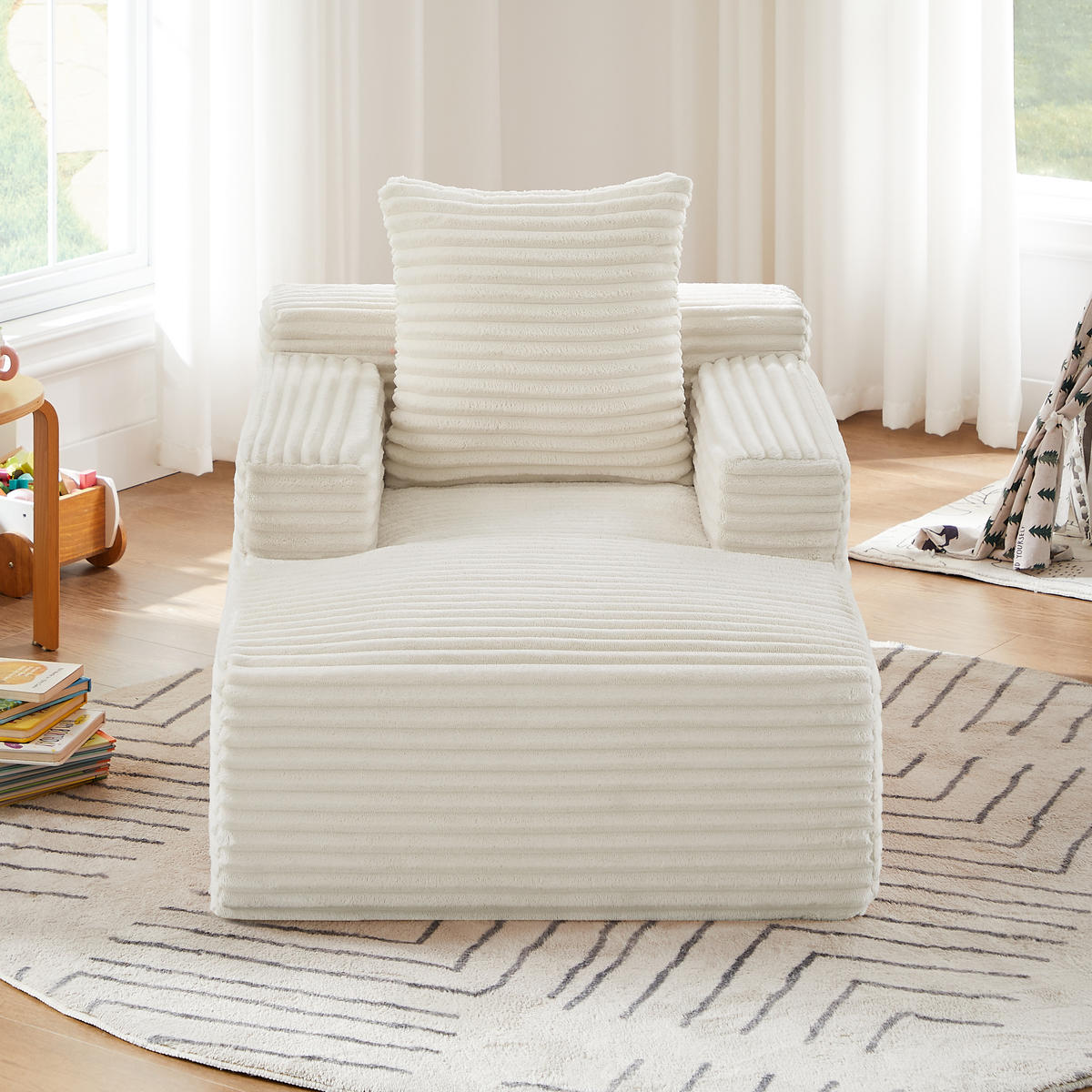 SCHLAFSESSEL DE-34920 Cord mit Schlaffunktion Beige - Beige, Textil (81/50/117cm) - ComfortXL