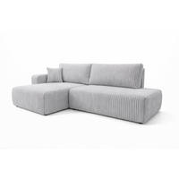 ECKSOFA Mit Schlaffunktion Und Bettkasten, Cordstoff Tilia, Grau, Links, OPEN XL - Grau, Holz (262/145cm) - Kaiser Möbel