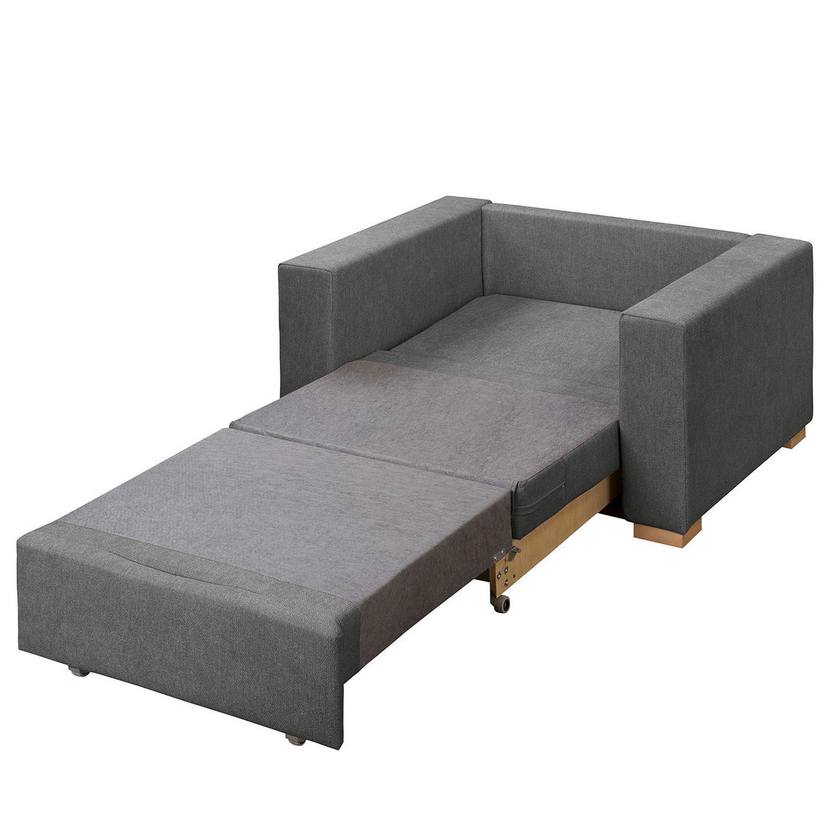 SCHLAFSESSEL - Graubraun/Buchefarben, Buchenholz/Textil (110/90/90cm) - home24