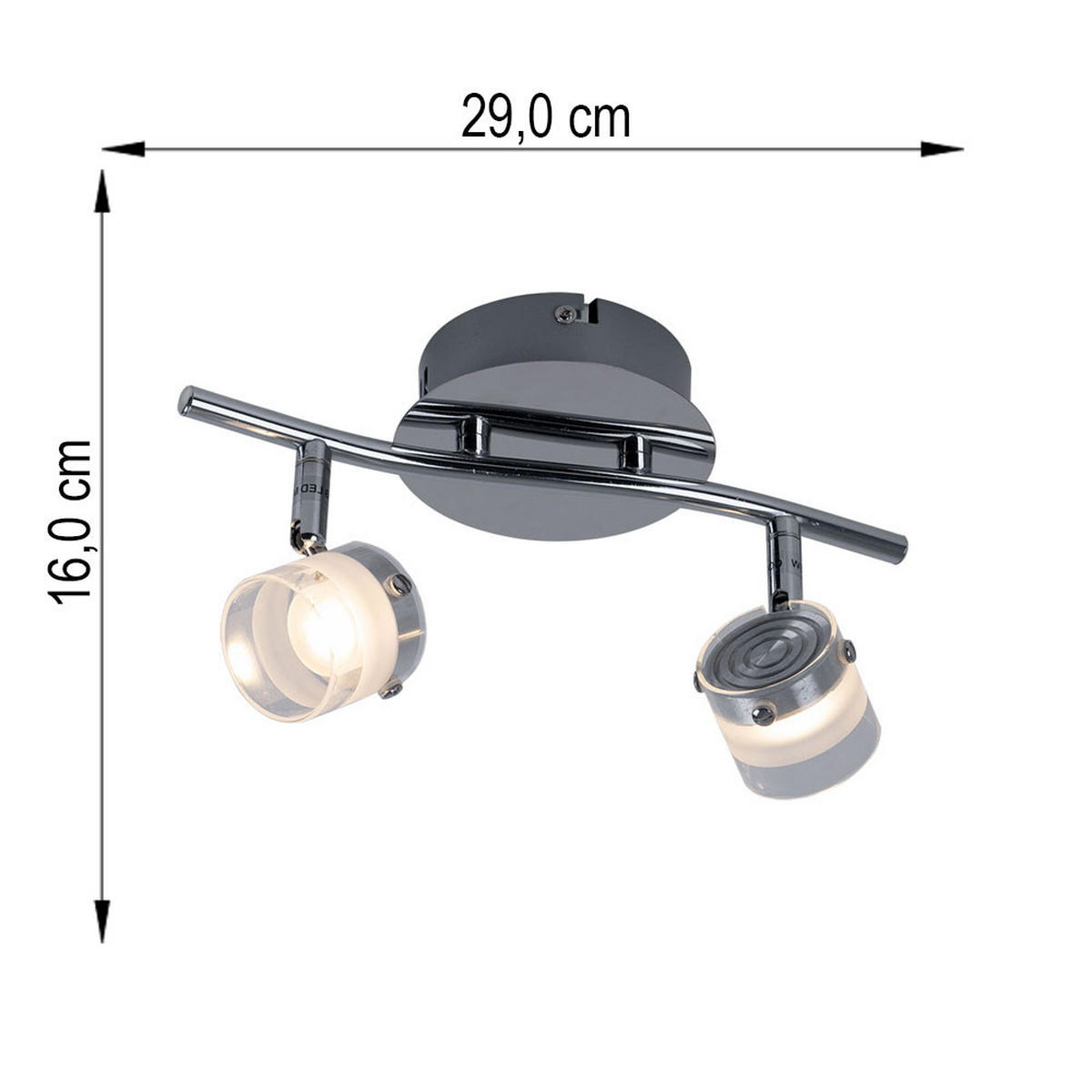 DECKENSPOTS LED Aluminium Glas Chrom 2-flammig beweglich - Silberfarben, Glas (29/12/15cm) - Esto