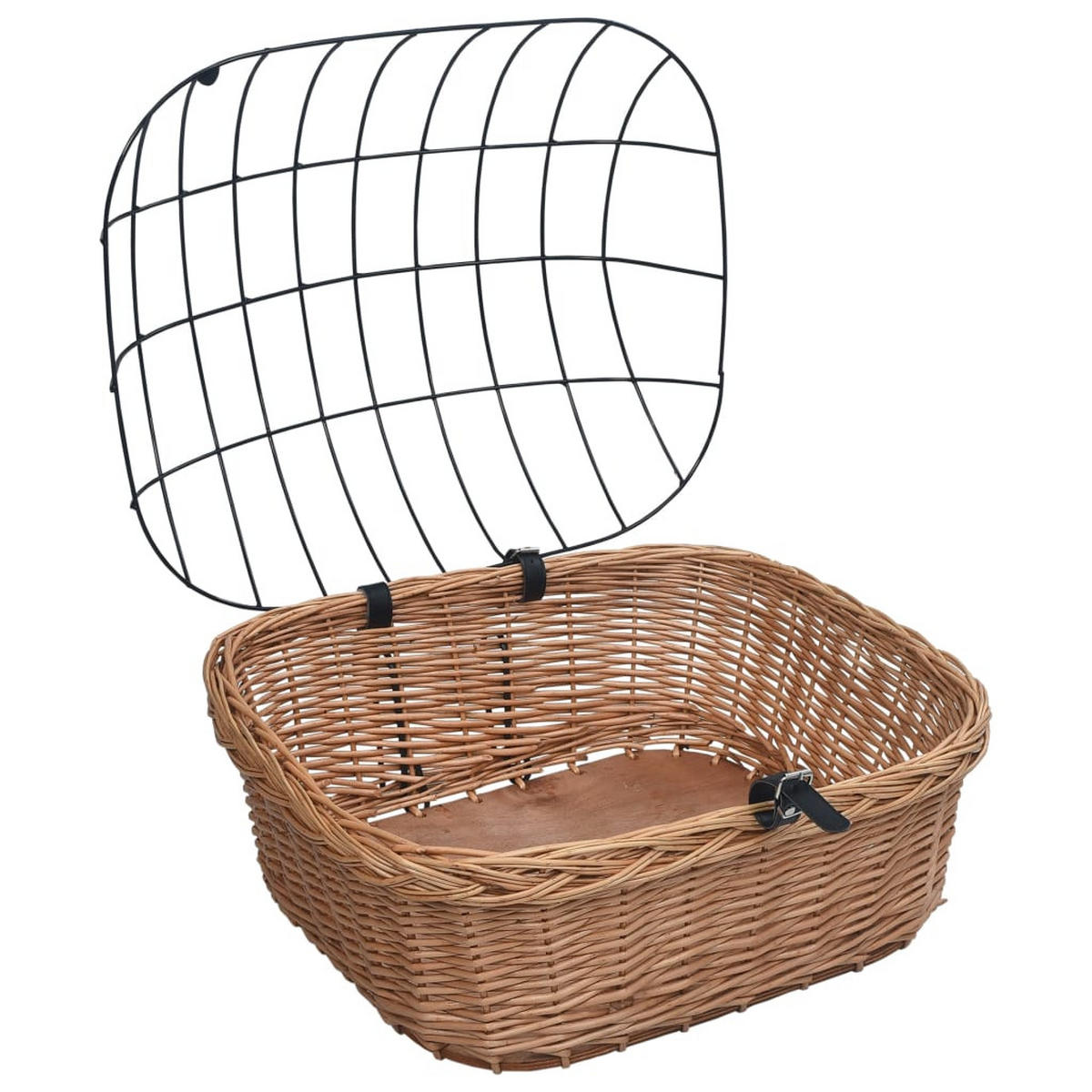 FAHRRADKORB Vorne Mit Deckel 50/45/35 Cm Natur Weide - Braun, Naturmaterialien (45/35/50cm) - vidaXL