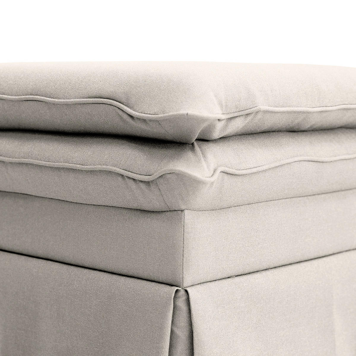 POLSTERHOCKER mit Husse - Webstoff - Hellgrau/Schwarz, Kunststoff/Textil (80/45/80cm) - home24