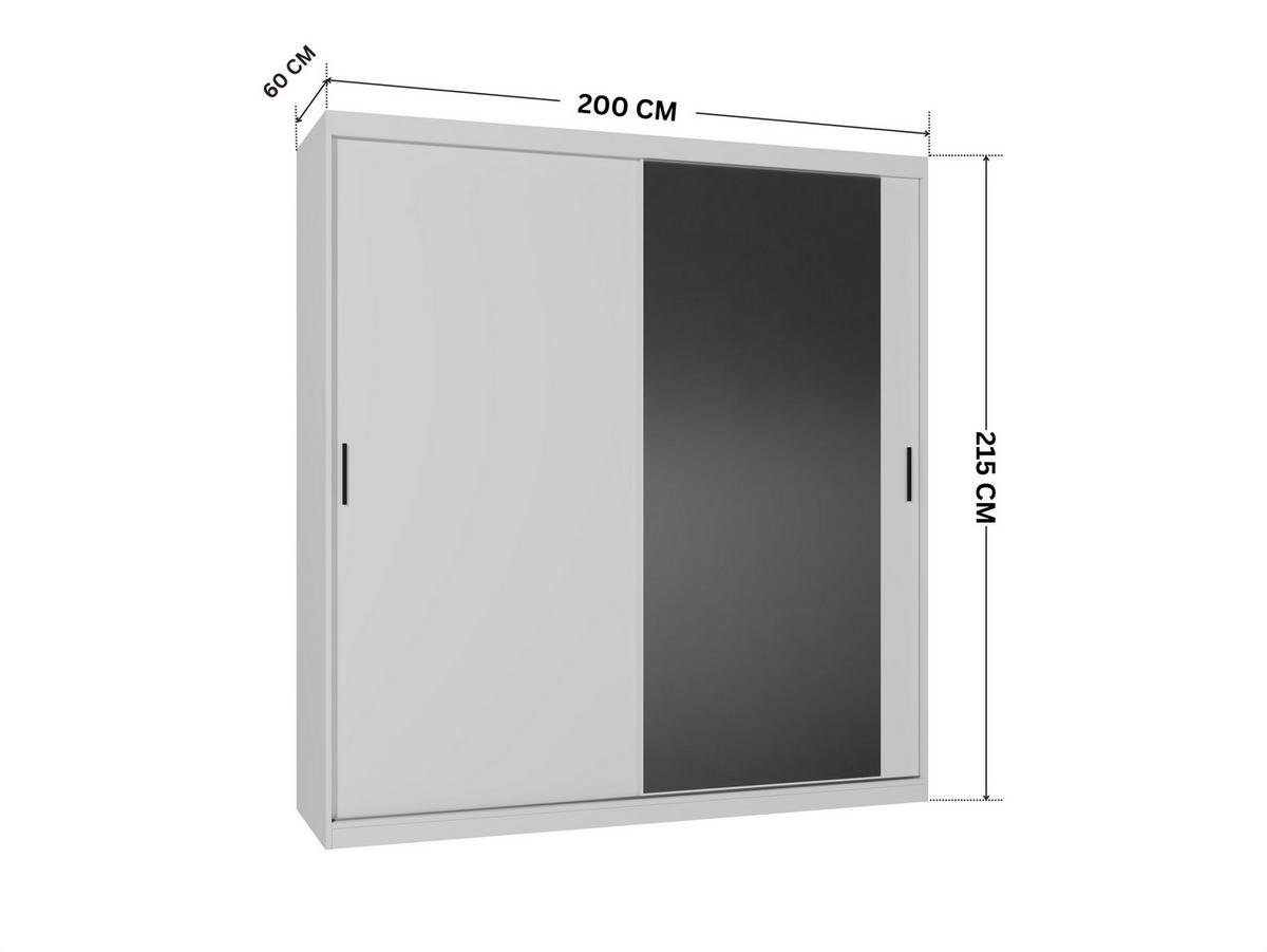 SCHWEBETÜRENSCHRANK Mirano Weiß Matt 200 cm - Weiß, Holzwerkstoff (200/215/60cm) - Ravio