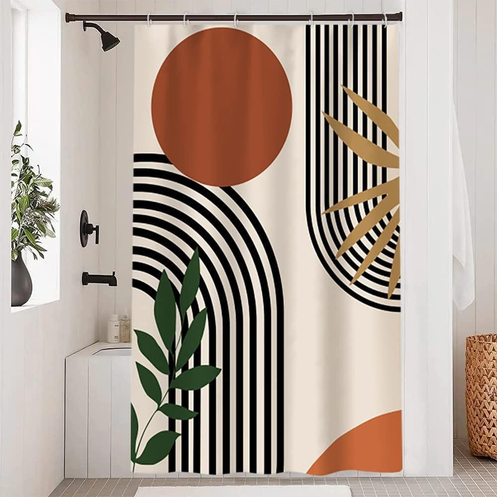 DUSCHVORHANG abstrakt Schwarz modern minimalistisch Badewanne schimmelresistent wasserdicht Stoff Polyester waschbar 120 x 180 cm - Multicolor, Textil (120/180cm) - MCBOSON