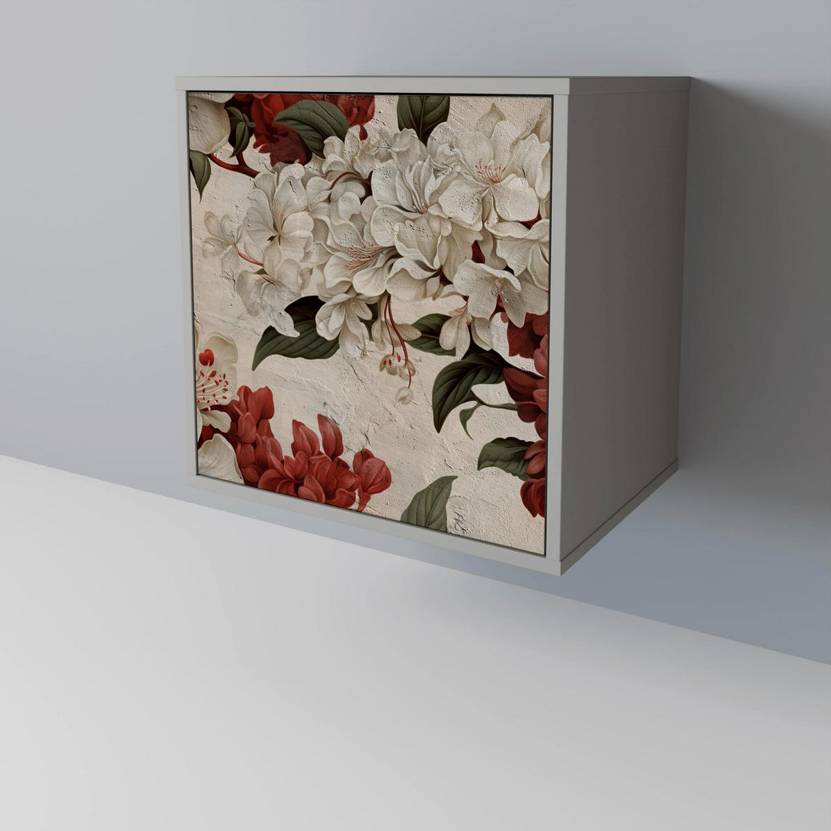 SIDEBOARD EPHEMERAL DAYS, Grau, 57,5x42x77,5 cm, Schräge Buchenholzfüße - Buchefarben/Multicolor, Holzwerkstoff/Buchenholz (57.5/77.5/42cm) - SpaceRebels
