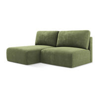 ECKSOFA mit Schlaffunktion links Chenille Stoff Grün - Schwarz/Grau, Kunststoff/Textil (149/210cm) - Makamii
