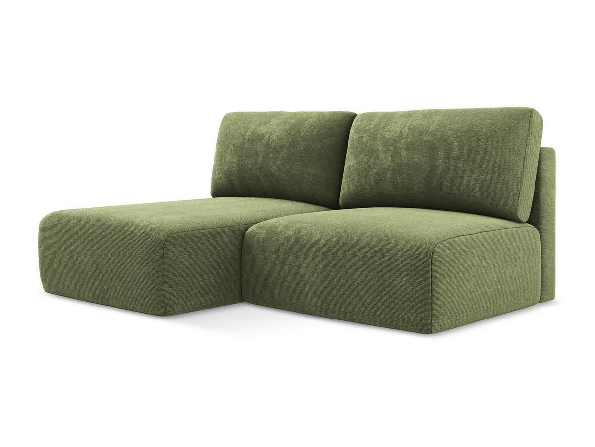 ECKSOFA mit Schlaffunktion links Chenille Stoff Grün - Schwarz/Grau, Kunststoff/Textil (149/210cm) - Makamii