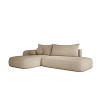 ECKSOFA BABU Mit Bettfunktion – Moderne Polsterecke Für Wohnzimmer Funktionales Schlafsofa Im Stoff NOW OR NEVER, 300x105x60cm, Linke, BEIGE - Sandfarben, Holz/Textil (190/300cm) - DomoHome