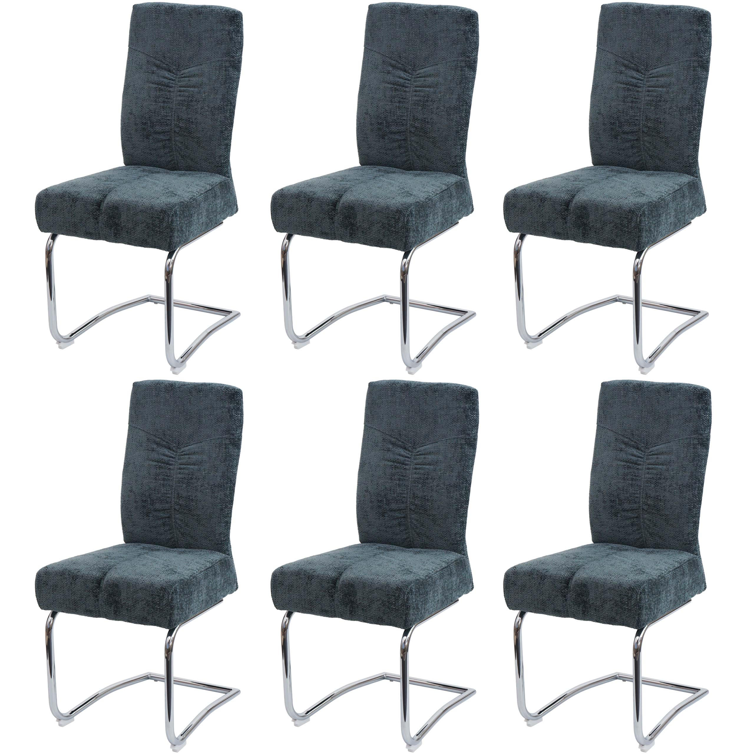 ESSZIMMERSTUHL 6er-Set gepolstert 105x46x60cm Sitzhöhe 53cm Metall Stoff/Textil Chenille Blau-Grün - Blau, Textil (46/105/60cm) - CHEFGASTRO