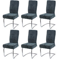 ESSZIMMERSTUHL 6er-Set gepolstert 105x46x60cm Sitzhöhe 53cm Metall Stoff/Textil Chenille Blau-Grün - Blau, Textil (46/105/60cm) - CHEFGASTRO