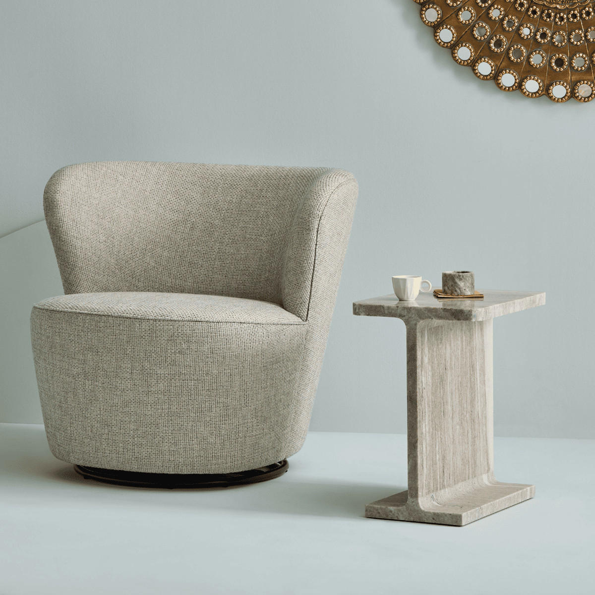 BEISTELLTISCH aus Marmor L38 cm - HYPPOLITE - Beige, Naturmaterialen (49/49/46cm) - Signature
