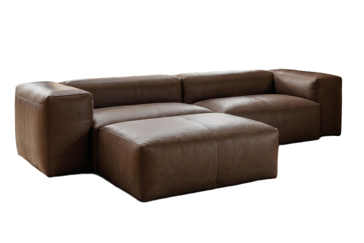 SOFA CELESTE Dunkelbraun Leder - Dunkelbraun/Schwarz, Leder/Kunststoff (302/114cm) - KAWOLA