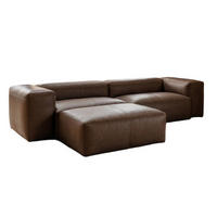 SOFA CELESTE Dunkelbraun Leder - Dunkelbraun/Schwarz, Leder/Kunststoff (302/114cm) - KAWOLA