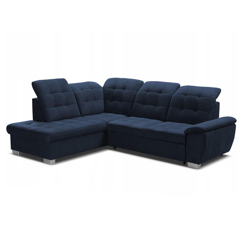 ECKSOFA LENO Links, mit Schlaffunktion und Bettkasten, Marineblau - Dunkelblau, Kunststoff/Textil (261/220cm) - Idohome