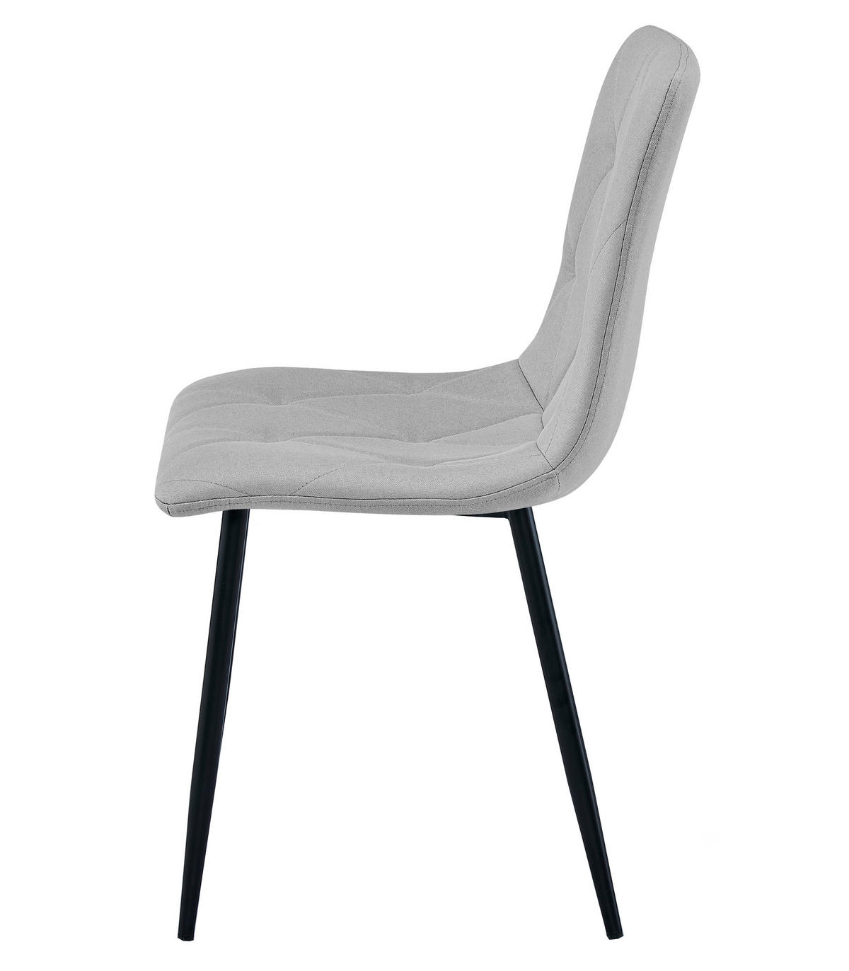 ESSZIMMERSTUHL 2-er Set TYRA hellgrauer Sitz, schwarze Beine - Hellgrau/Schwarz, Textil (44.5/87/54.5cm) - Valora